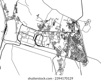 Vector city map of Ramagundam in the Republic of India with black roads isolated on a white background.