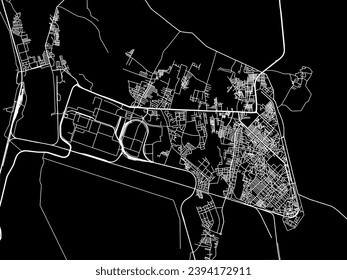 Vector city map of Ramagundam in the Republic of India with white roads isolated on a black background.