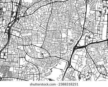 Vector city map of Ramat Gan in Israel with black roads isolated on a white background.