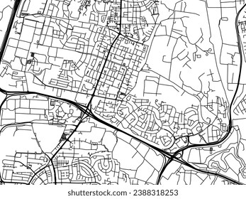 Vector city map of Ramat HaSharon in Israel with black roads isolated on a white background.