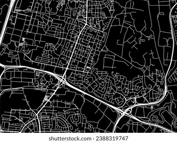 Vector city map of Ramat HaSharon in Israel with white roads isolated on a black background.