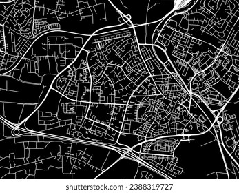 Vector city map of Ramla in Israel with white roads isolated on a black background.