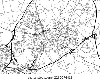 Vector city map of Ratingen in the Germany with black roads isolated on a white background.