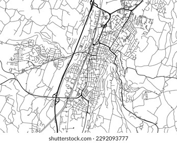 Vector city map of Ravensburg in the Germany with black roads isolated on a white background.