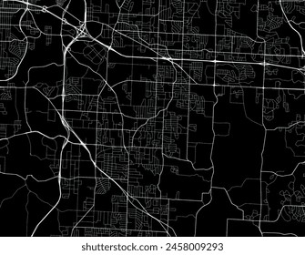 Vector city map of Raytown Missouri in the United States of America with white roads isolated on a black background.