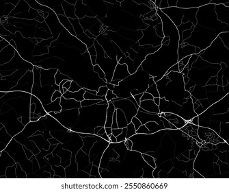 Vector city map of Reading in the United Kingdom with white roads isolated on a black background.