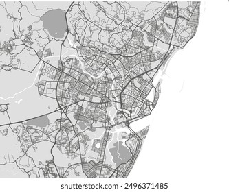 Vektor-Stadtplan von Recife in Brasilien mit schwarzen Straßen einzeln auf grauem Hintergrund.