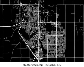 Vector city map of Red Deer Alberta in Canada with white roads isolated on a black background.