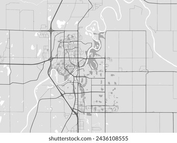 Vector city map of Red Deer Alberta in Canada with black roads isolated on a grey background.