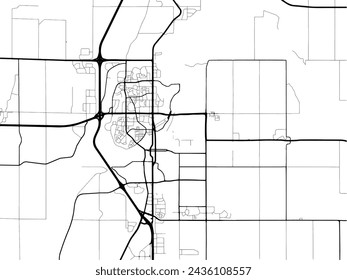 Vector city map of Red Deer Alberta in Canada with black roads isolated on a white background.