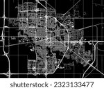 Vector city map of Regina Saskatchewan in Canada with white roads isolated on a black background.