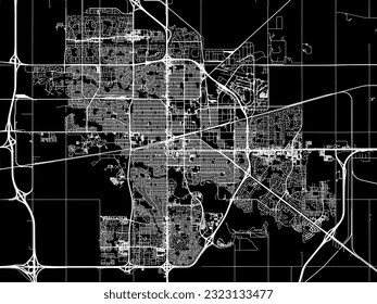 Vector city map of Regina Saskatchewan in Canada with white roads isolated on a black background.