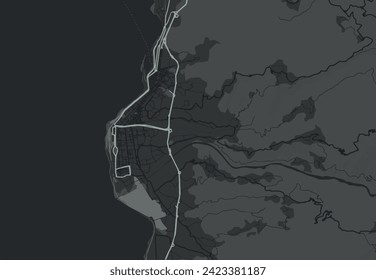 Vector city map of Regio di Calabria in Italy with white roads isolated on a grey background.