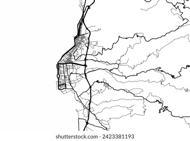 Vector city map of Regio di Calabria in Italy with black roads isolated on a white background.