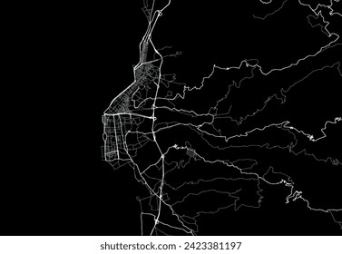 Vector city map of Regio di Calabria in Italy with white roads isolated on a black background.