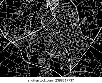 Vector city map of Rehovot in Israel with white roads isolated on a black background.