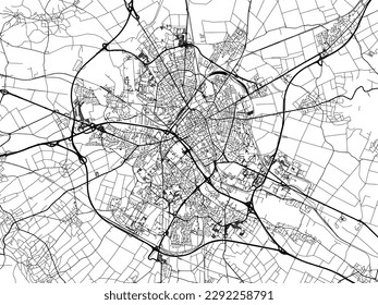 Vector city map of Reims in the France with black roads isolated on a white background.