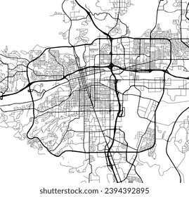 Vector city map of Reno Nevada in the United States of America with black roads isolated on a white background.