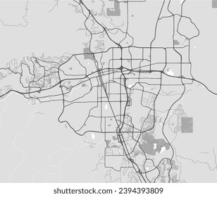 Vector city map of Reno Nevada in the United States of America with black roads isolated on a gray background.