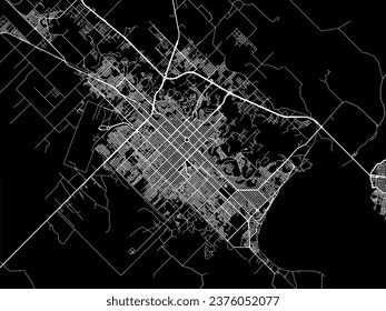 Vector city map of Resistencia in Argentina with white roads isolated on a black background.