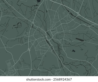 Vector city map of Rheine in Germany with white roads isolated on a green background.