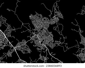 Vector city map of Ribeirao das Neves in Brazil with white roads isolated on a black background.