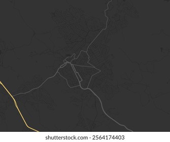 Vector city map of Ribeirao das Neves in Brazil with yellow roads isolated on a brown background.