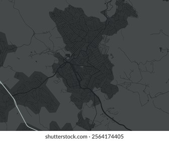 Vector city map of Ribeirao das Neves in Brazil with white roads isolated on a grey background.