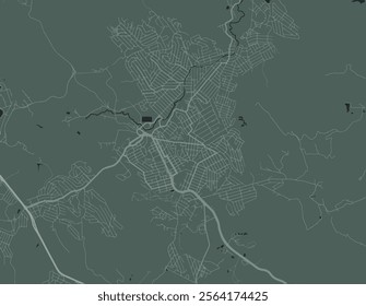 Vector city map of Ribeirao das Neves in Brazil with white roads isolated on a green background.