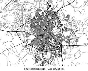 Vector city map of Ribeirao Preto in Brazil with black roads isolated on a white background.