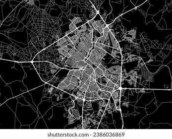 Vector city map of Ribeirao Preto in Brazil with white roads isolated on a black background.