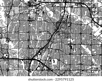 Vector city map of Richardson Texas in the United States of America with black roads isolated on a white background.