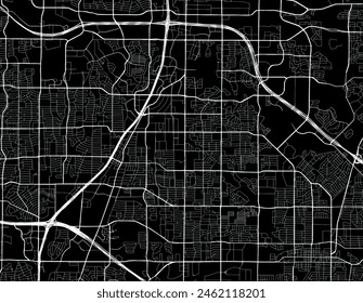 Vector city map of Richardson Texas in the United States of America with white roads isolated on a black background.