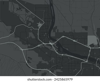 Vector city map of Richland Washington in the United States of America with white roads isolated on a grey background.