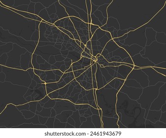 Vector city map of Richmond Virginia in the United States of America with yellow roads isolated on a brown background.