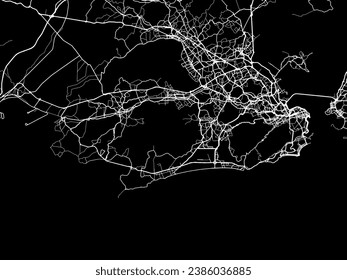 Vector city map of Rio de Janeiro in Brazil with white roads isolated on a black background.