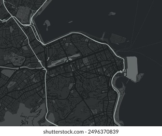 Vektor-Stadtplan Rio de Janeiro Stadtzentrum in Brasilien mit weißen Straßen einzeln auf grauem Hintergrund.