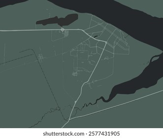 Vector city map of Rio Gallegos in Argentina with white roads isolated on a green background.