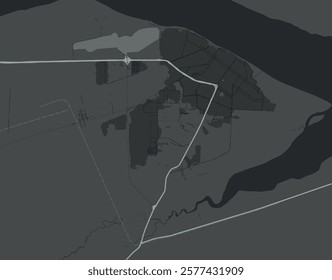 Vector city map of Rio Gallegos in Argentina with white roads isolated on a grey background.