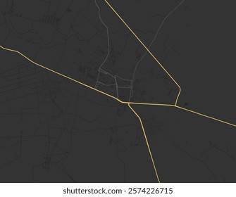 Vector city map of Rioverde in Mexico with yellow roads isolated on a brown background.
