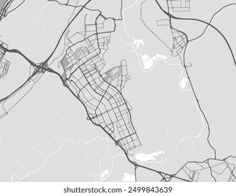 Vector city map of Rivas Vaciamadrid in Spain with black roads isolated on a grey background.