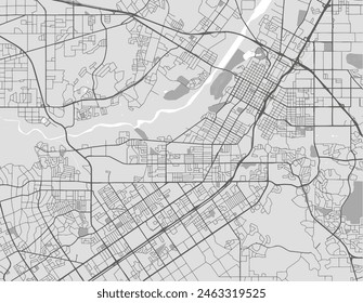 Mapa de la ciudad de Vector de Riverside California en los Estados Unidos de América con carreteras negras aisladas en un fondo gris.