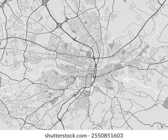 Vector city map of Roanoke Virginia in the United States of Americ with black roads isolated on a grey background.