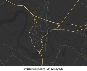Vector city map of Rochefort in France with yellow roads isolated on a brown background.