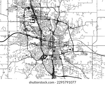 Vector city map of Rochester Minnesota in the United States of America with black roads isolated on a white background.