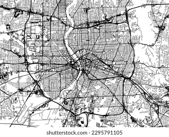 Vector city map of Rochester New York in the United States of America with black roads isolated on a white background.