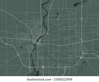 Vector city map of Rockford Illinois in the United States of America with white roads isolated on a green background.