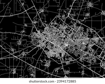 Vector city map of Rohtak in the Republic of India with white roads isolated on a black background.