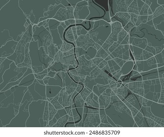 Vector city map of Roma in Italy with white roads isolated on a green background.