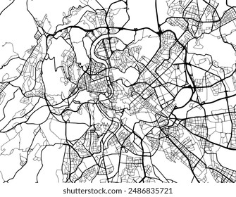 Vector city map of Roma in Italy with black roads isolated on a white background.